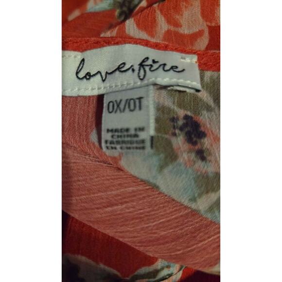 LOVE,FIRE Red multi color  flowery kimono - Picture 2 of 3